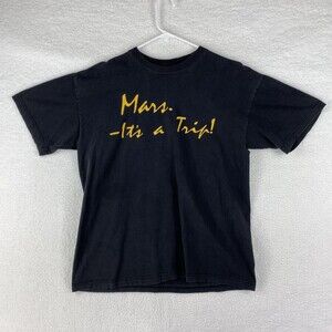 Vintage Mars Musicians Planet Shirt Mens Size L Black Music Store Tee 90s Faded‎